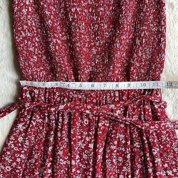 LULU’S Red Floral Cropped Off Shoulder Jumpsuit - Picture 6 of 10